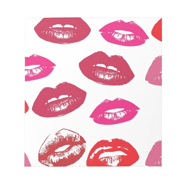 Trending Kisses pattern luscious pink lips mwah! Notepad (Front)