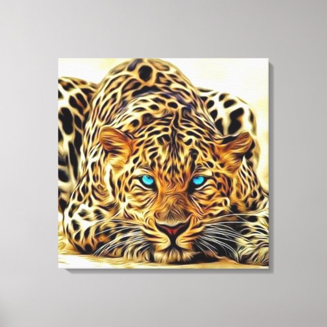 Trending Leopard Blue Eyes Canvas Print (Front)