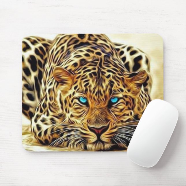Trending Leopard Blue Eyes Mousepad (With Mouse)
