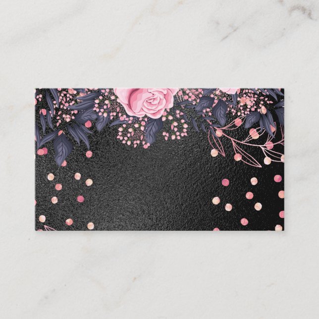 Trending Metallic Floral Stationery Budget Girly Business Card (Front)