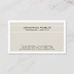 Trending Modern Elegant Beige White Clean Business Card