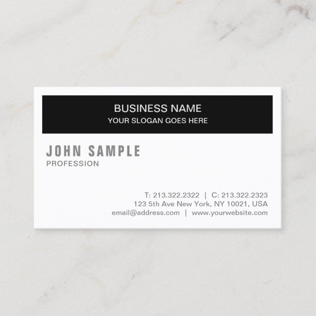 Trending Modern Elegant Black White Sleek Design Business Card (Front)