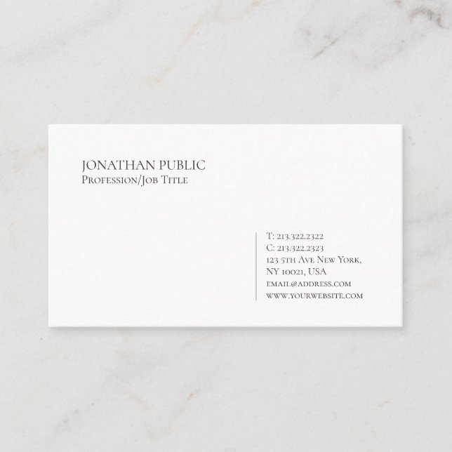 Trending Modern Elegant Minimalist White Plain Business Card (Front)
