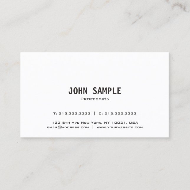 Trending Modern Elegant White Sleek Creative Plain Business Card (Front)