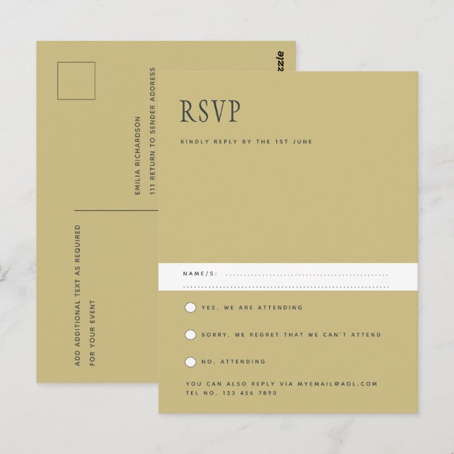 Trending Modern Minimalist Simple Wedding RSVP Pos Postcard (Front/Back)