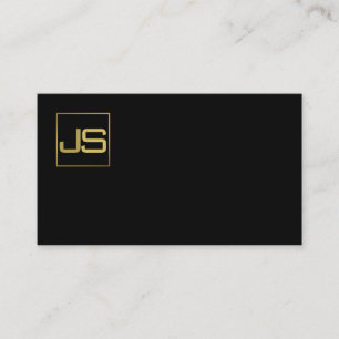 Trending Modern Monogram Stylish Black Gold Business Card