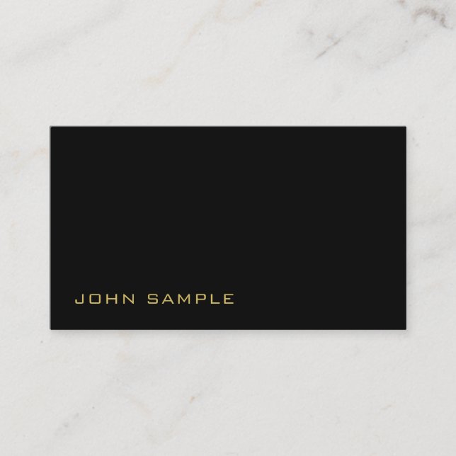 Trending Modern Monogram Stylish Black Gold Business Card (Front)