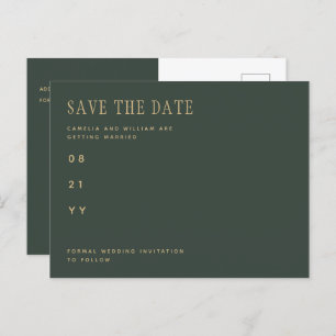 Trending Modern Olive Green Wedding SAVE THE DATE Postcard