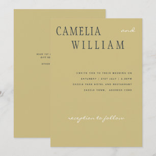 Trending Modern Wedding Midnight Blue Gold Text In Invitation