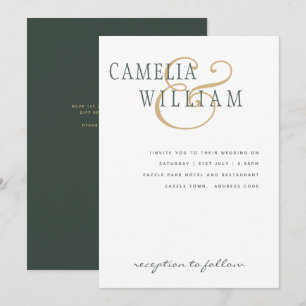 Trending Modern Wedding Moss Green Gold Invitation