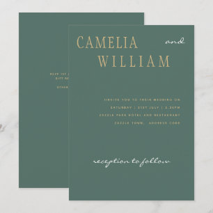 Trending Modern Wedding Sage Sea Glass Green Gold Invitation