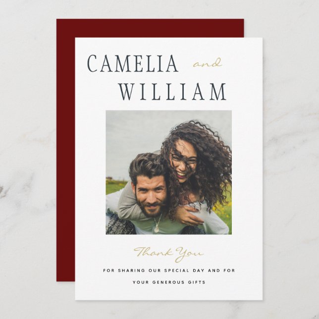 Trending Modern Wedding THANK YOU PHOTO  Invitatio Invitation (Front/Back)
