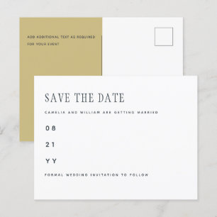 Trending Modern White Gold Wedding SAVE THE DATE Postcard