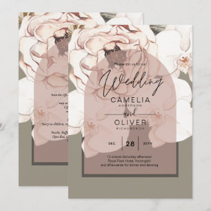 Trending MOSS BLUSH WEDDING Sage Dusty Pink Invitation