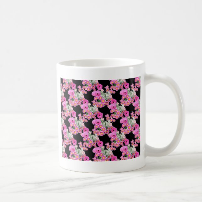 Trending Pink black floral pattern accessories Coffee Mug (Right)