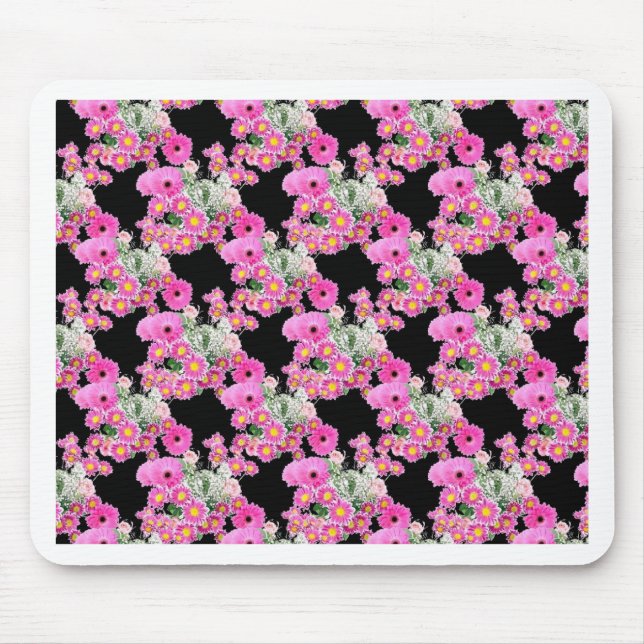 Trending Pink black floral pattern accessories Mouse Mat (Front)
