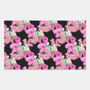 Trending Pink black floral pattern accessories Rectangular Sticker