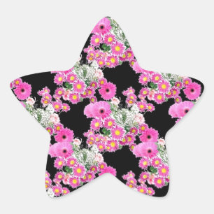 Trending Pink black floral pattern accessories Star Sticker