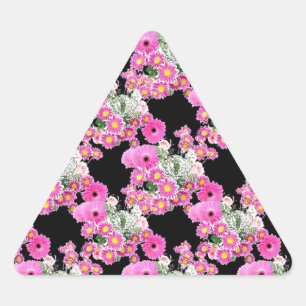Trending Pink black floral pattern accessories Triangle Sticker