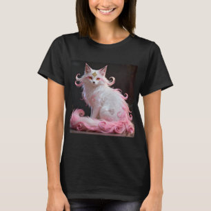 Trending Pink White Japanese Kitsune Fox Portrait  T-Shirt