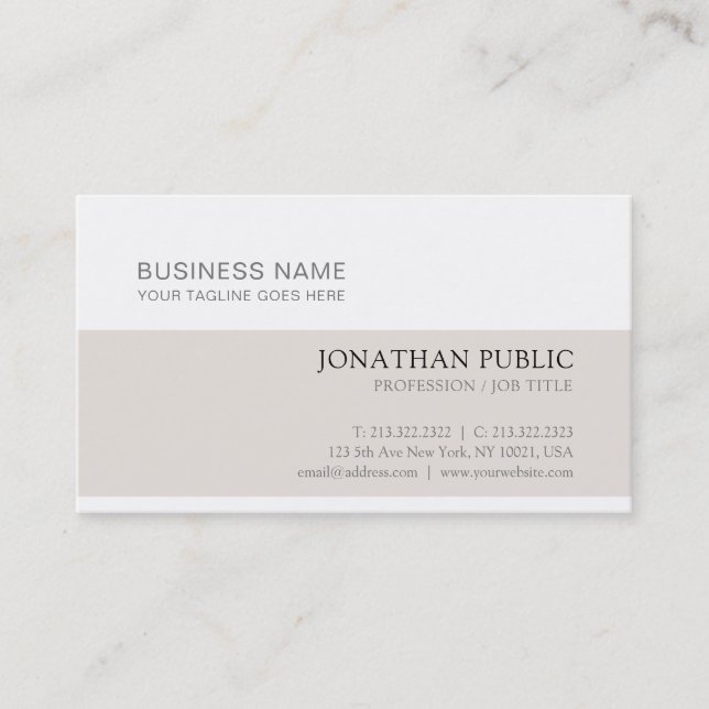 Trending Professional Modern Clean Chic Plain Luxe Business Card (Front)