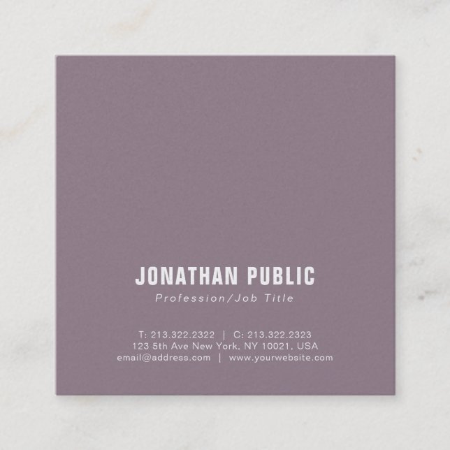 Trending Professional Plain Pearl Finish Luxe Square Business Card (Front)