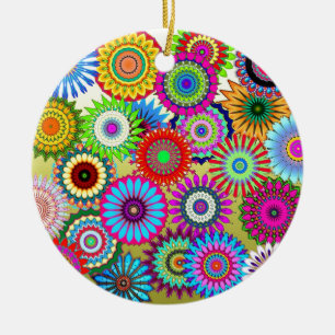 Trending Psychadelic Flower Power Print Accessory Ceramic Tree Decoration