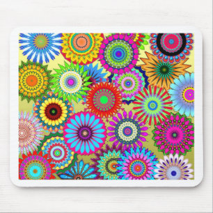 Trending Psychadelic Flower Power Print Accessory Mouse Mat