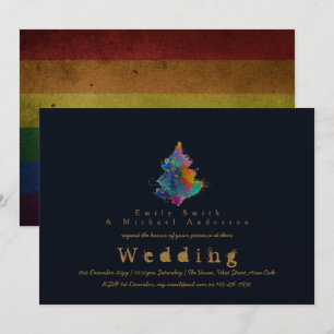 Trending Rainbow Christmas Tree LGBT Pride Wedding Invitation