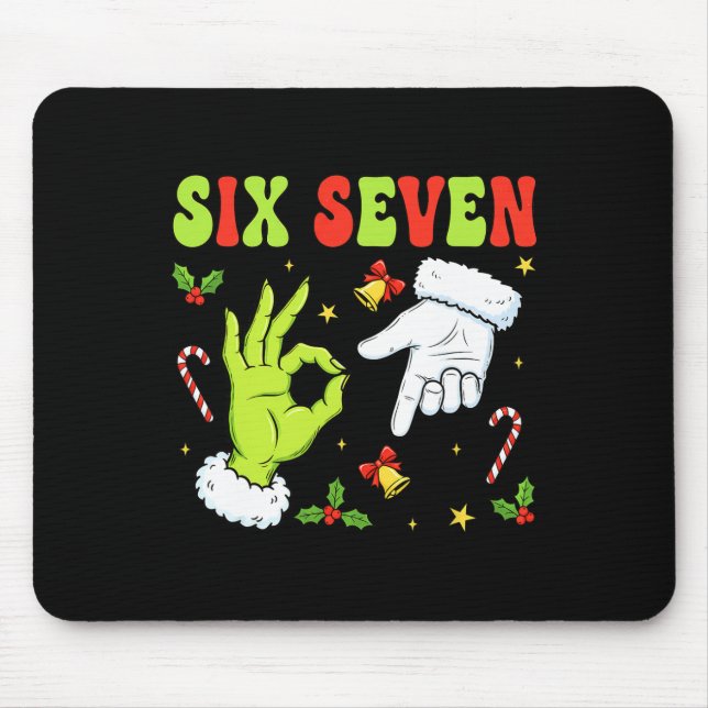 Trending Six Seven Christmas Meme 67 Xmas Funny Ch Mouse Mat (Front)