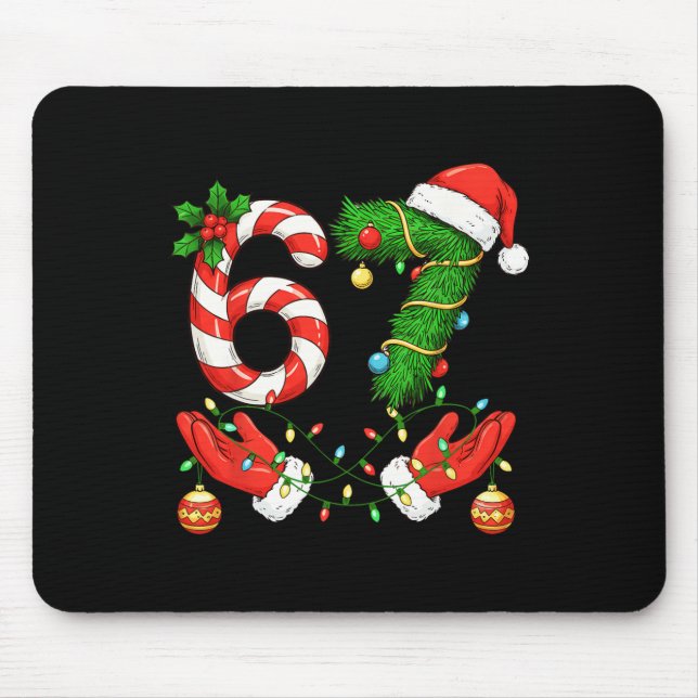 Trending Six Seven Meme Christmas 67 Santa Funny C Mouse Mat (Front)