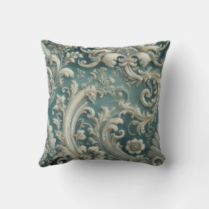 Trending Teal Intricate Floral & Swirling Pattern Cushion