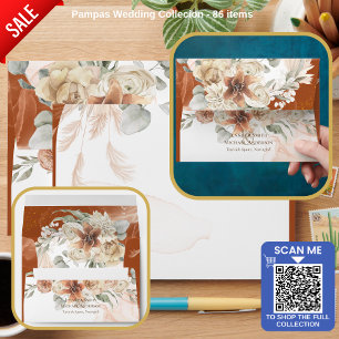 Trending Terracotta Pampas Grass Wedding Envelope