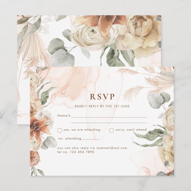 Trending Terracotta Pampas Grass Wedding Postcard (Front/Back)