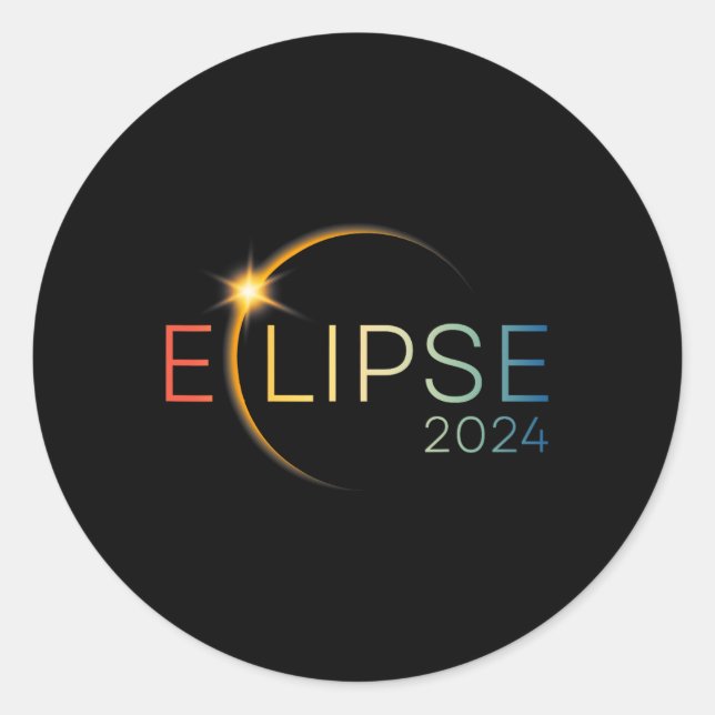 Trending Total Solar April 8 2024 Sun Eclipse T-sh Classic Round Sticker (Front)