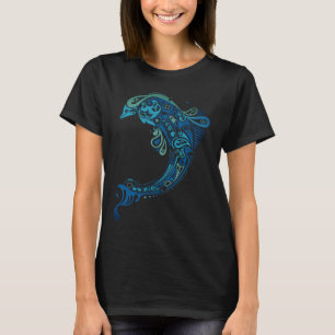 Trending Turquoise Dolphin Tattoo Abstract Art T-Shirt