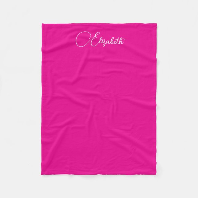 Trending Typography Script Name Small Hot Pink Fleece Blanket (Front)