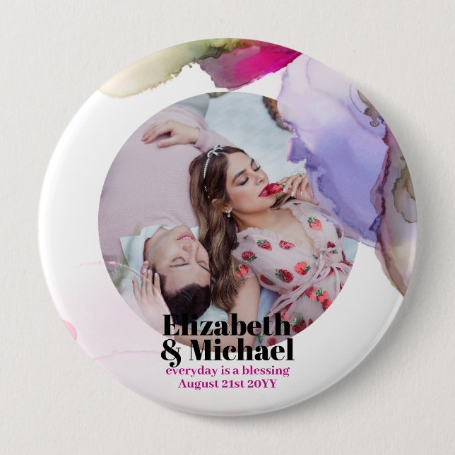 Trending Watercolor PHOTO Gift Moody 10 Cm Round Badge (Front)