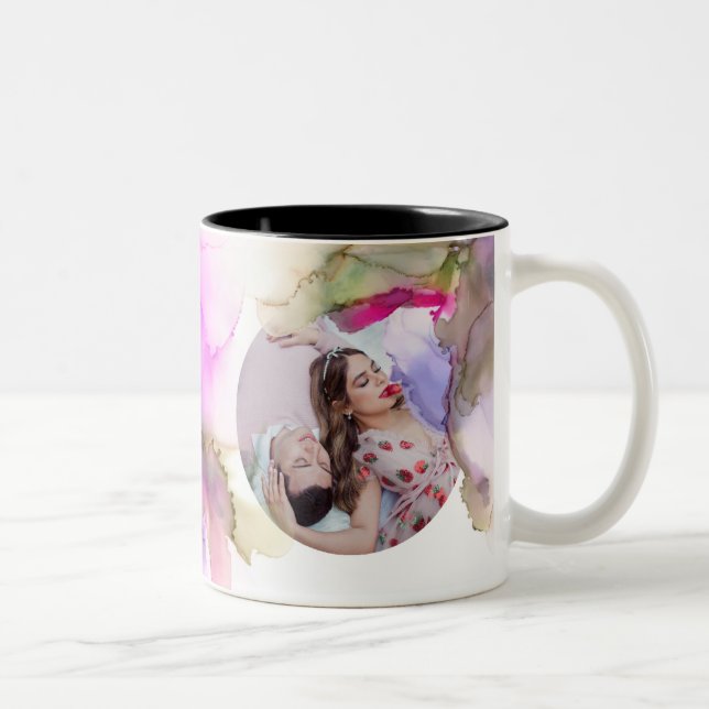 Trending Watercolor PHOTO Gift Moody Two-Tone Coffee Mug (Right)