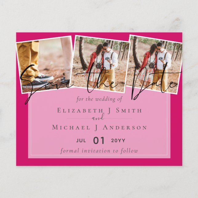 Trending Wedding Colour Pink BUDGET Save the Dates (Front)