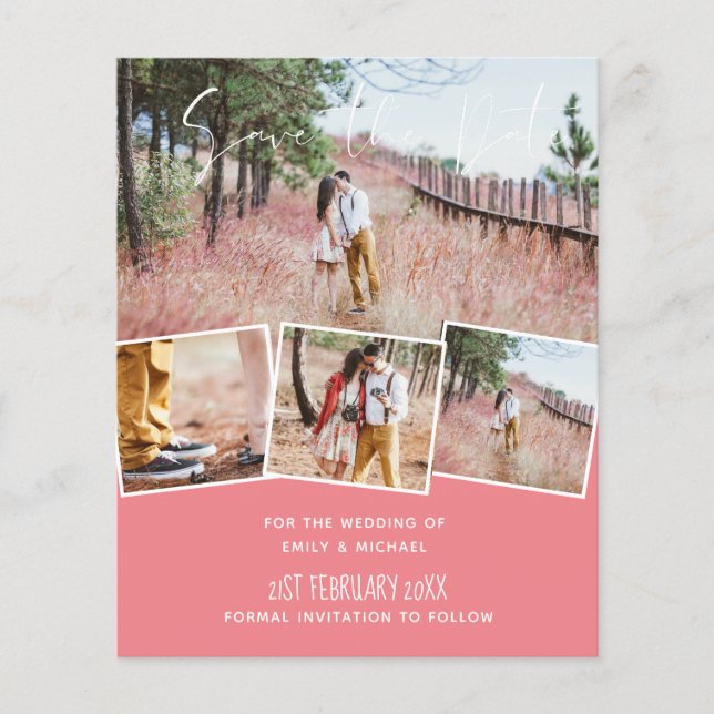 Trending Wedding Colour Pink BUDGET Save the Dates (Front)