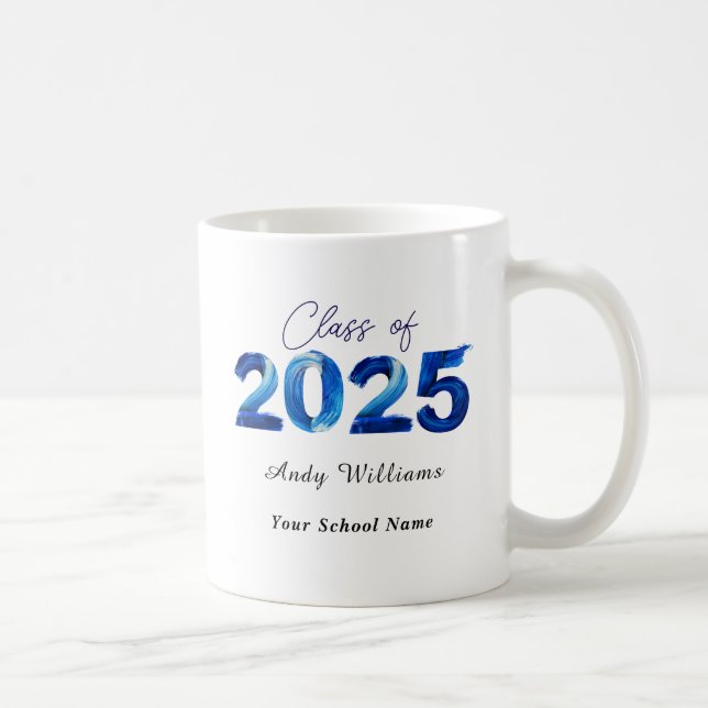 Trendy 2025 Graduation Gift Blue Coffee Mug (Right)