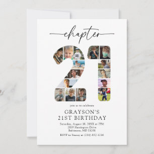 Trendy 21st Chapter Photo Birthday Invitation
