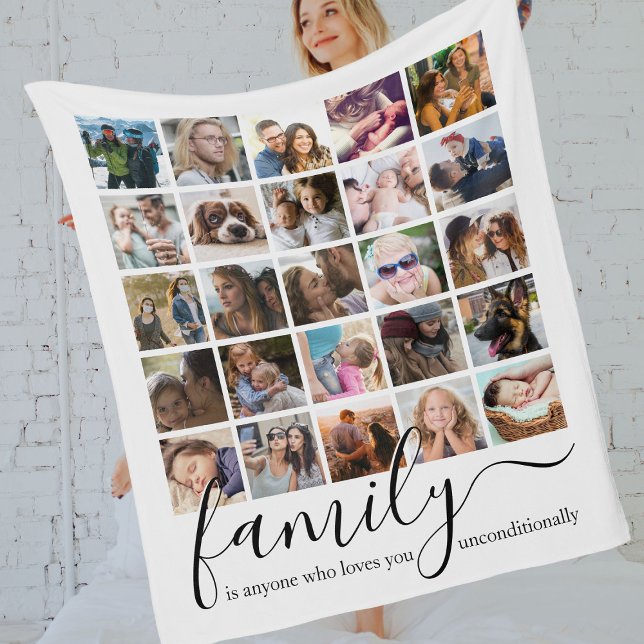 Trendy 25 Photo Collage Family Fleece Blanket (Creator Uploaded)