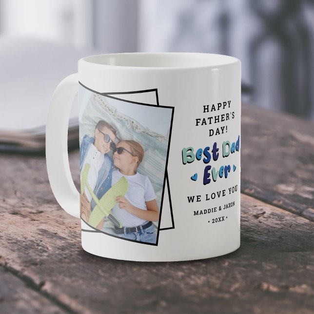 Trendy 2 Photo 'Best Dad Ever Keepsake Fathers Day Coffee Mug (Creator Uploaded)
