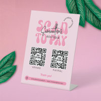 Trendy 2 QR Codes Scan to Pay Retro Pink Shop