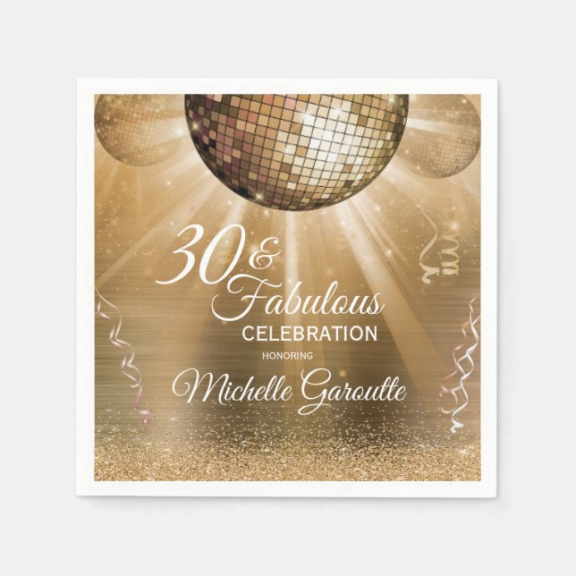 Trendy 30 & Fabulous Gold Napkin (Front)