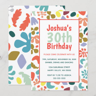 Trendy 30th Birthday Custom Name Details Invitation