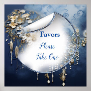 Trendy 3-D Blue Denim Print with Costume Jewellery