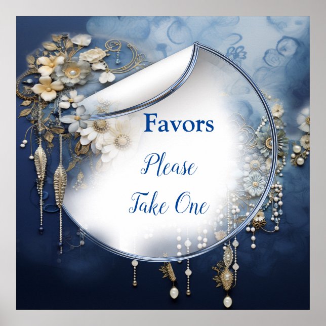 Trendy 3-D Blue Denim Print with Costume Jewellery (Front)